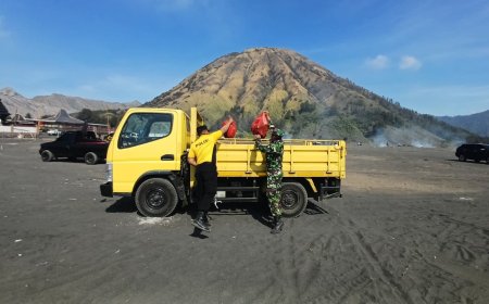 Polres Probolinggo Gelar Bakti Bersih di Gunung Bromo Usai Yadnya Kasada